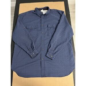 North Face Extra Large Button Shirt Blue Plaid Long Sleeve Vented Outdoors Mens